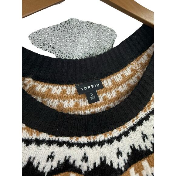 Torrid Vegan Cashmere Pullover Sweater Leopard Faire Isle Plus Size 5 5X 28 - Picture 3 of 8